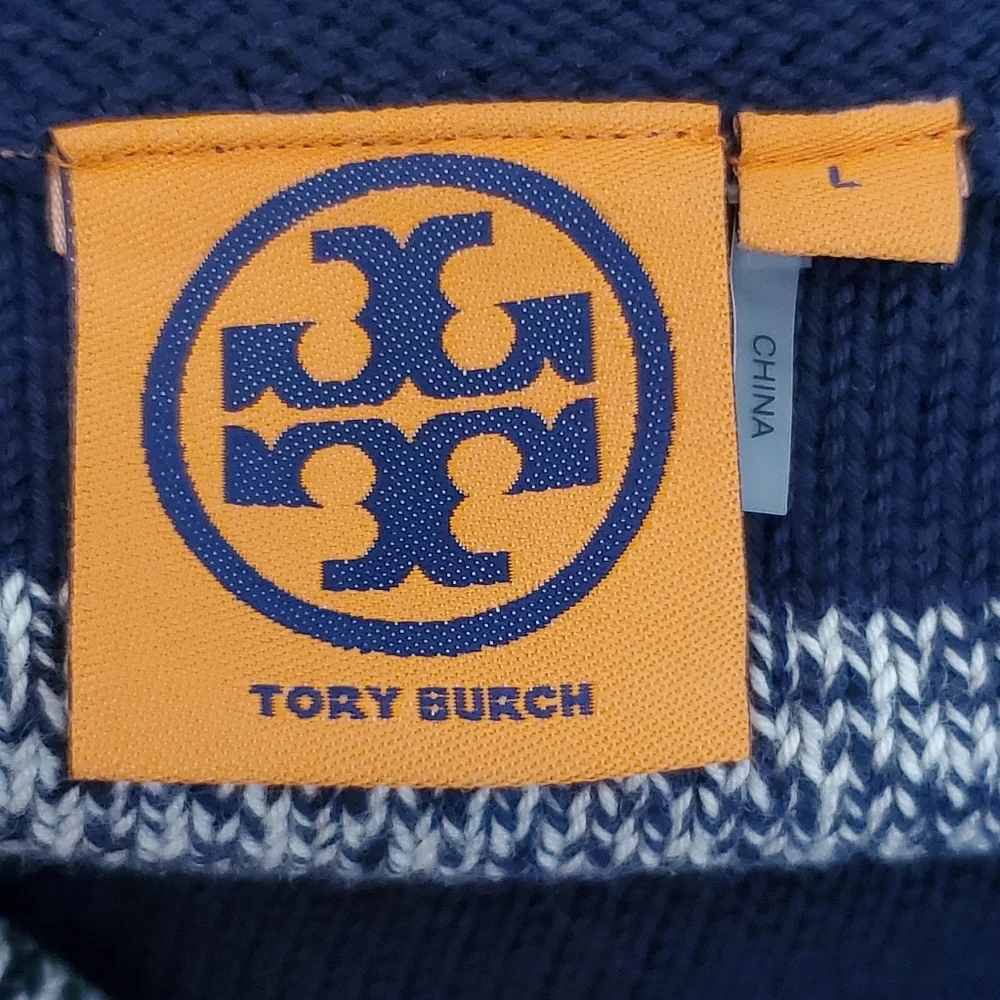 Tory BURCH Cotton & Merino Wool Knit Nautical Stripped Sweater Size Large - Picture 9 of 11